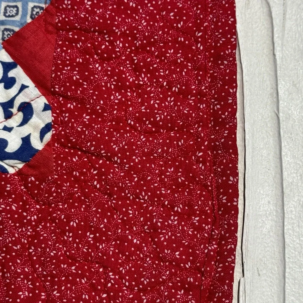 Handmade Patchwork Quilt Red Scrappy Postage Stamp Style 70
